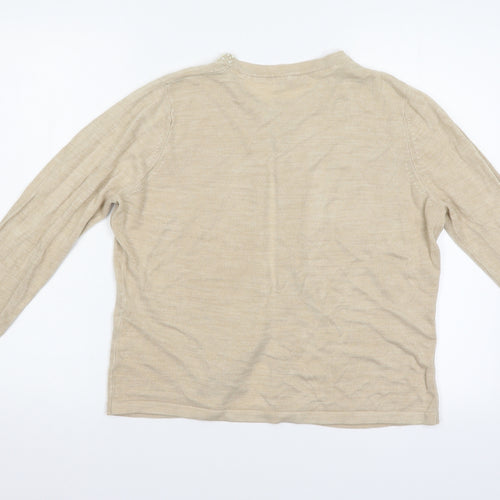 M&S Womens Beige   Cardigan Jumper Size 14  - Beaded