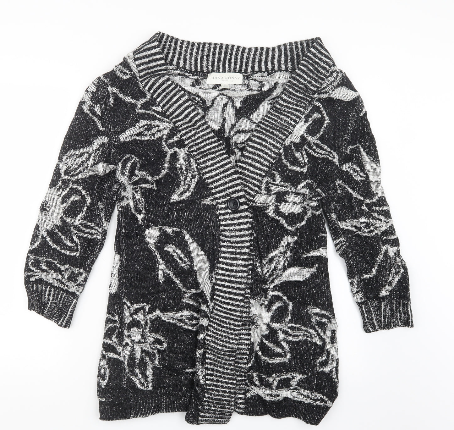Edina Ronay Womens Black  Knit Cardigan Jumper Size 12