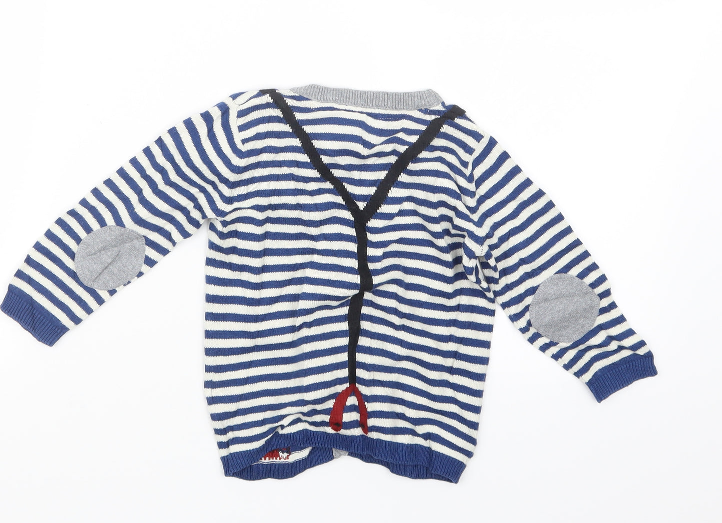 H&M Boys Blue Striped Knit Cardigan Jumper Size 9-12 Months