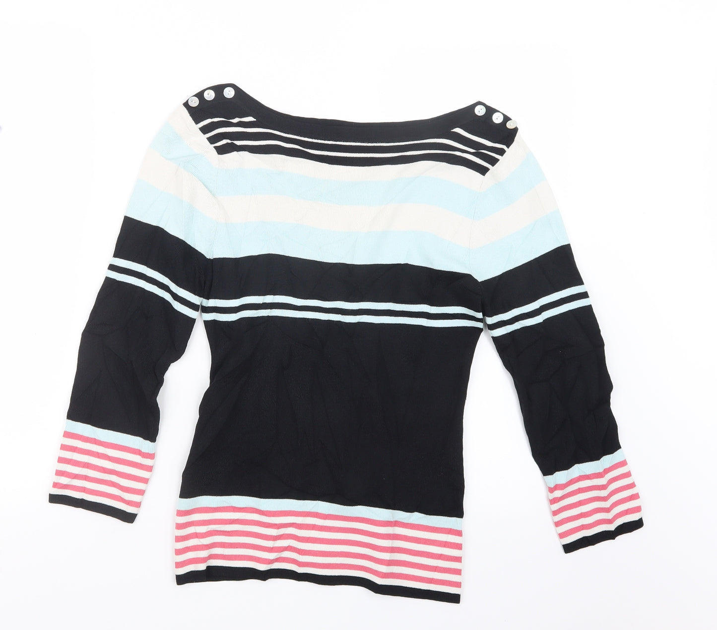 Wallis Womens Black Striped  Pullover Jumper Size 12