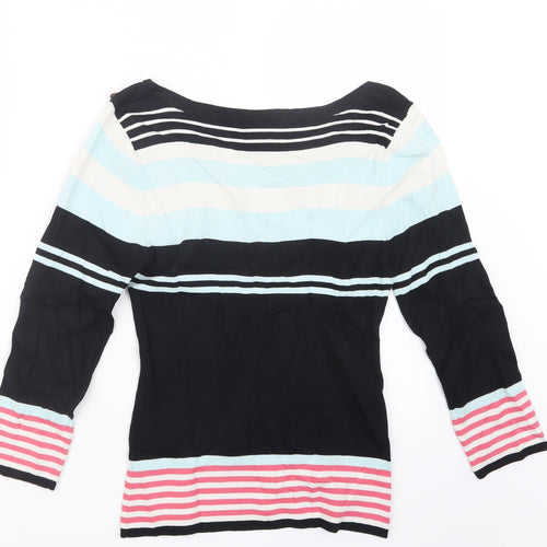 Wallis Womens Black Striped  Pullover Jumper Size 12