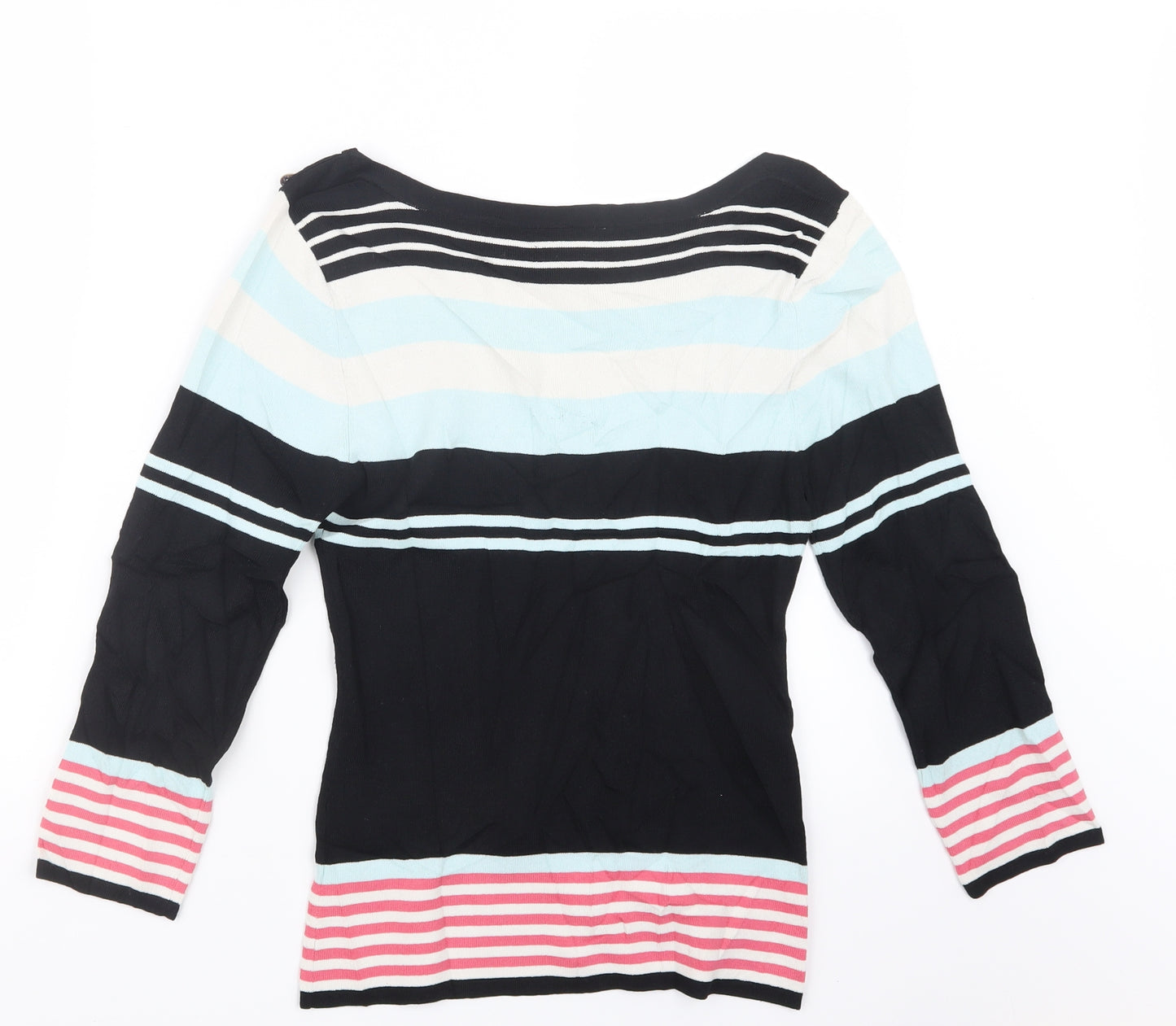 Wallis Womens Black Striped  Pullover Jumper Size 12