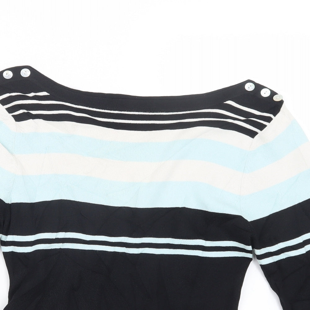 Wallis Womens Black Striped  Pullover Jumper Size 12
