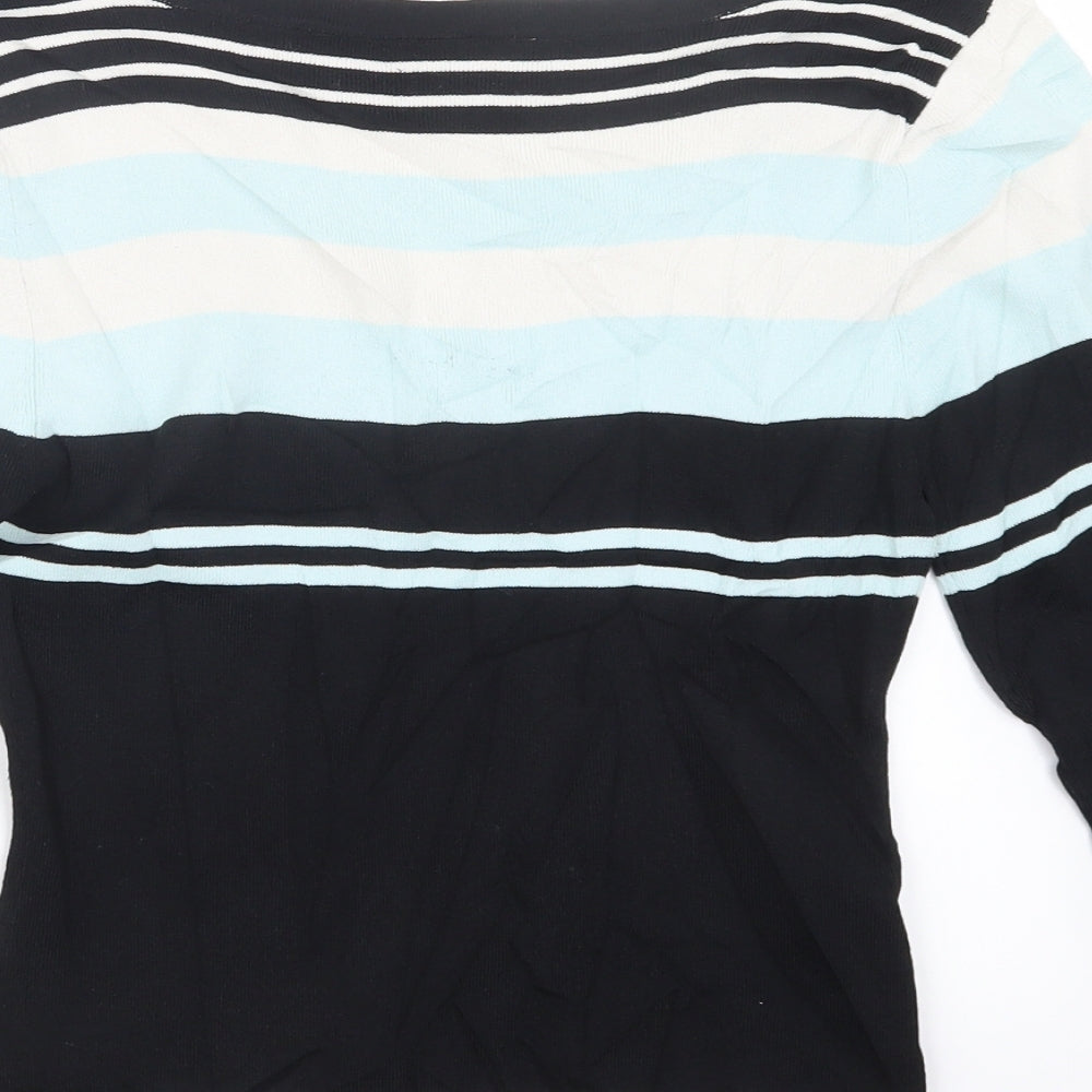 Wallis Womens Black Striped  Pullover Jumper Size 12