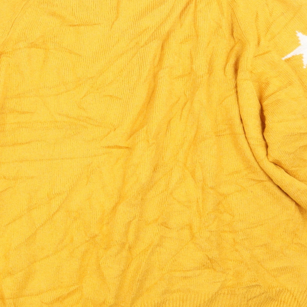 F&F Womens Yellow Geometric Knit Pullover Jumper Size 16