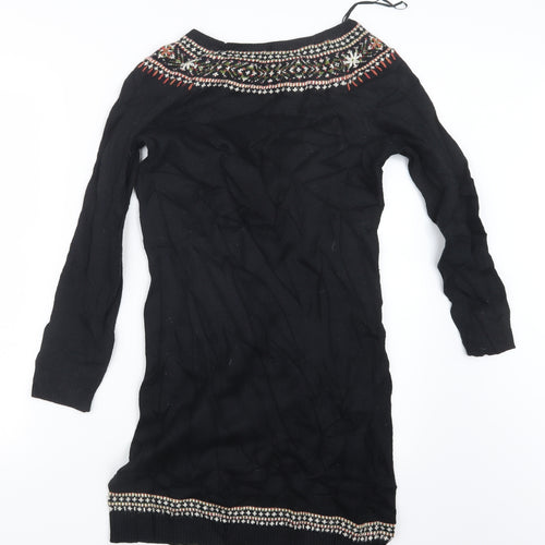 Monsoon Womens Black  Knit Pullover Jumper Size 8  - Long