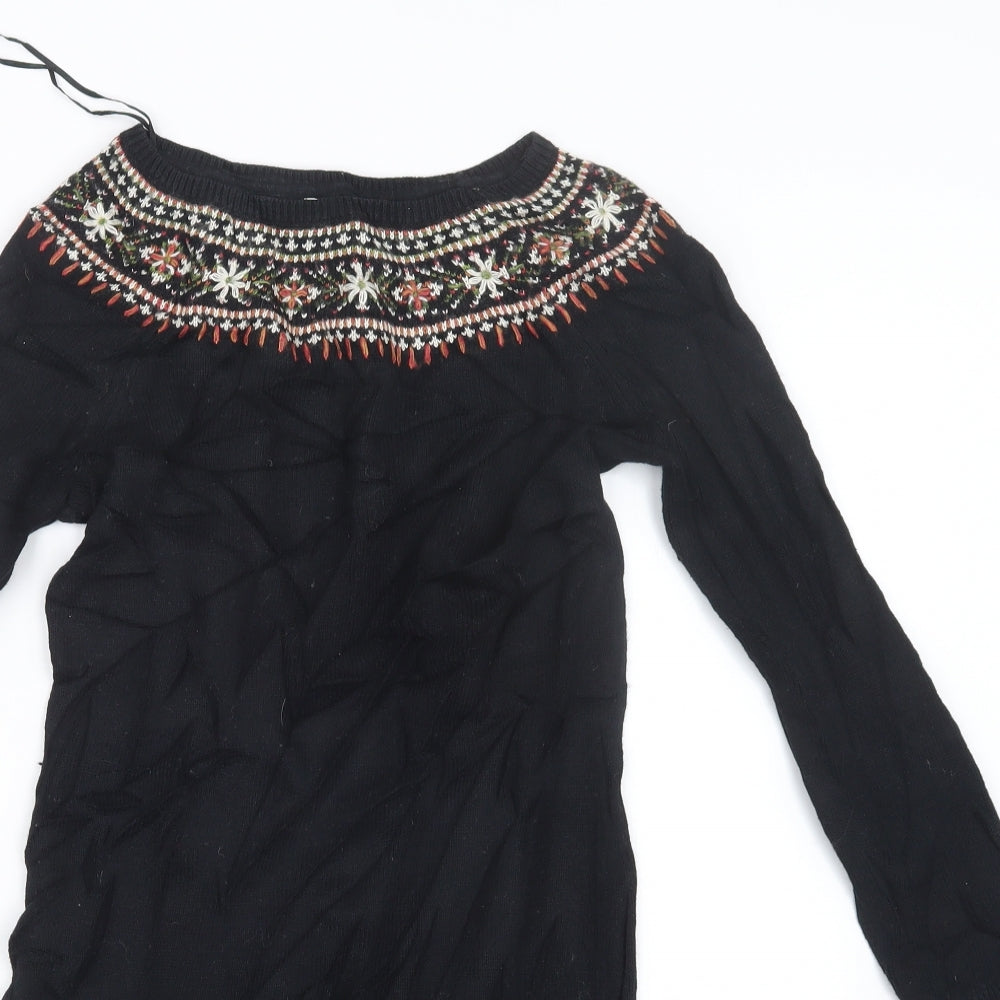 Monsoon Womens Black  Knit Pullover Jumper Size 8  - Long