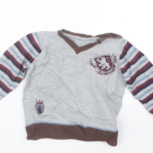 Matalan Boys Grey  Knit Pullover Jumper Size 3-4 Years