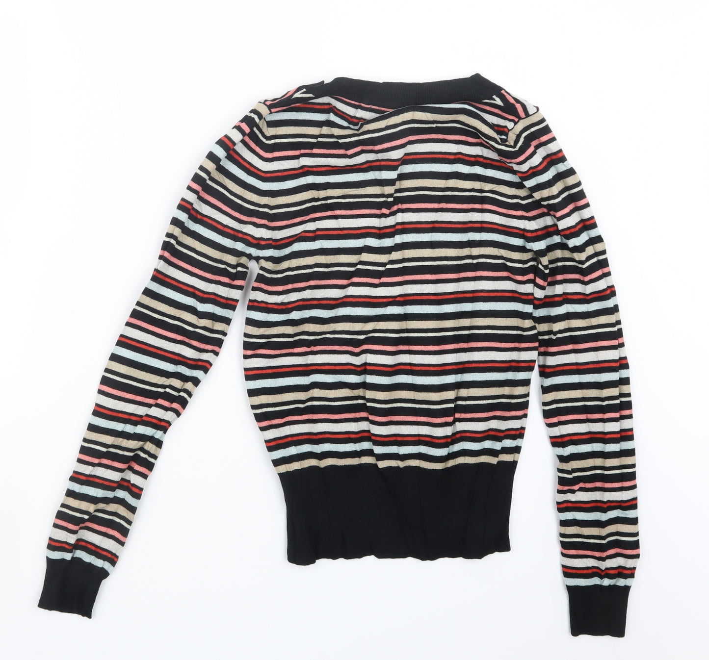 Marks and Spencer Womens Black Striped Knit Pullover Jumper Size 8