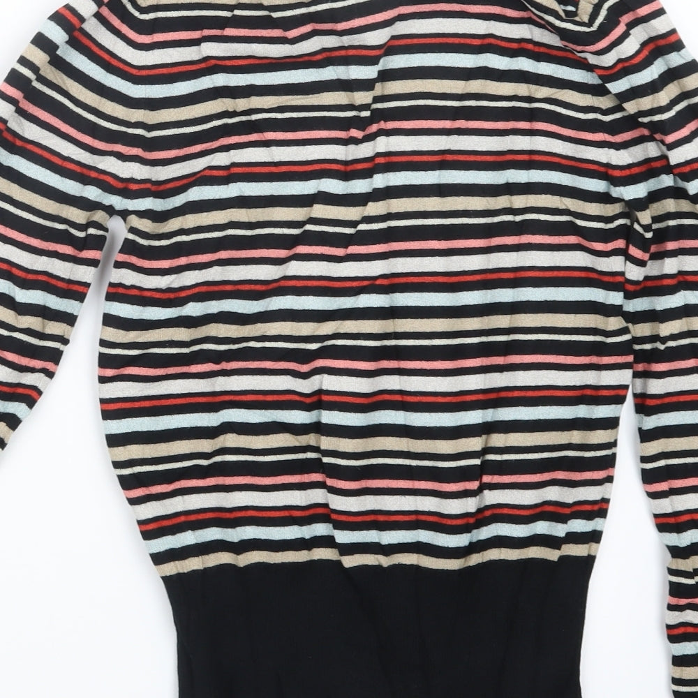 Marks and Spencer Womens Black Striped Knit Pullover Jumper Size 8