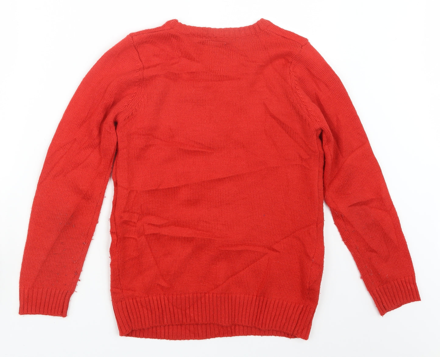 F&F Boys Red  Knit Pullover Jumper Size 10-11 Years  - Christmas