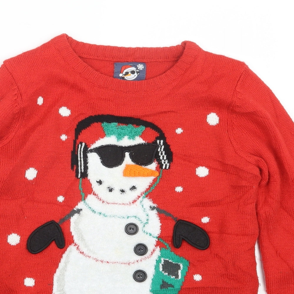 F&F Boys Red  Knit Pullover Jumper Size 10-11 Years  - Christmas