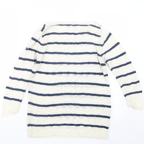 F&F Womens Blue Striped Knit Pullover Jumper Size 10