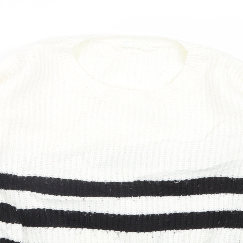 Primark Womens White Striped Knit Pullover Jumper Size 12
