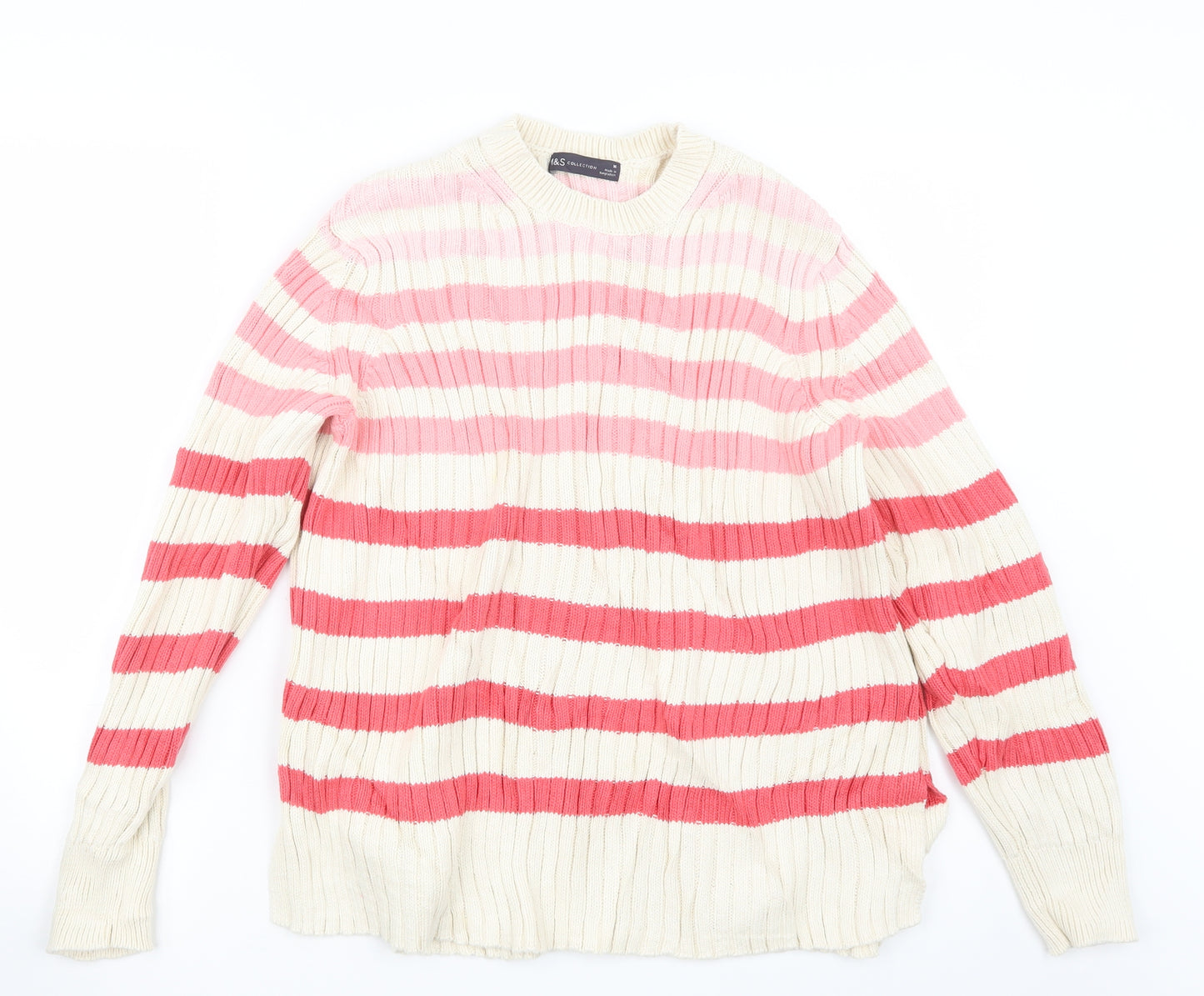 Marks and Spencer Womens Pink Striped Knit Pullover Jumper Size 16
