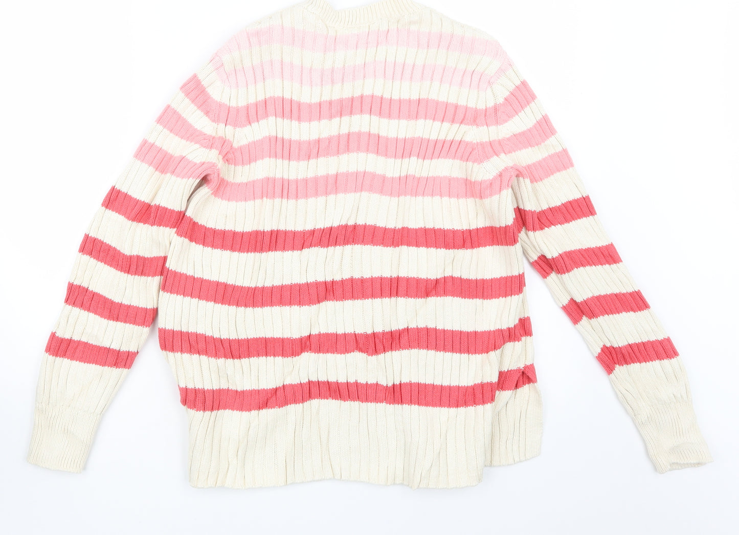 Marks and Spencer Womens Pink Striped Knit Pullover Jumper Size 16