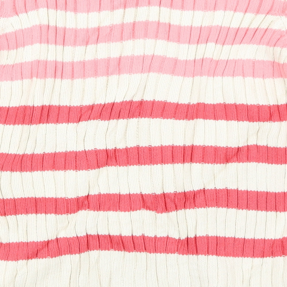 Marks and Spencer Womens Pink Striped Knit Pullover Jumper Size 16