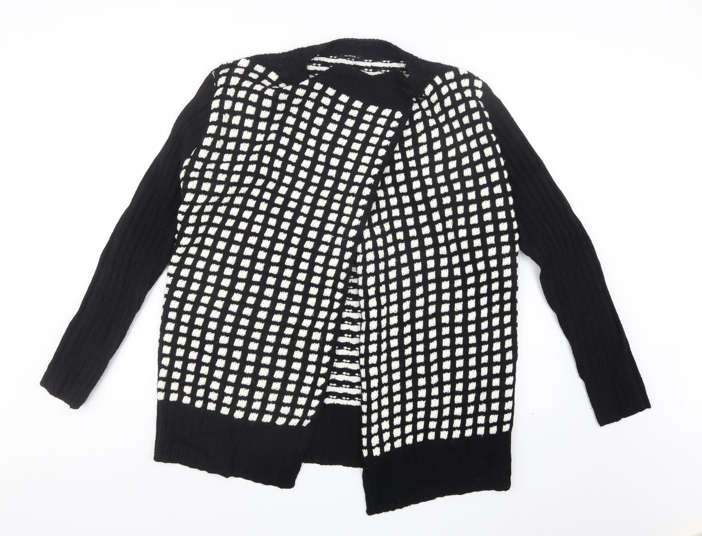 Roman Womens Black  Knit Cardigan Jumper Size 14