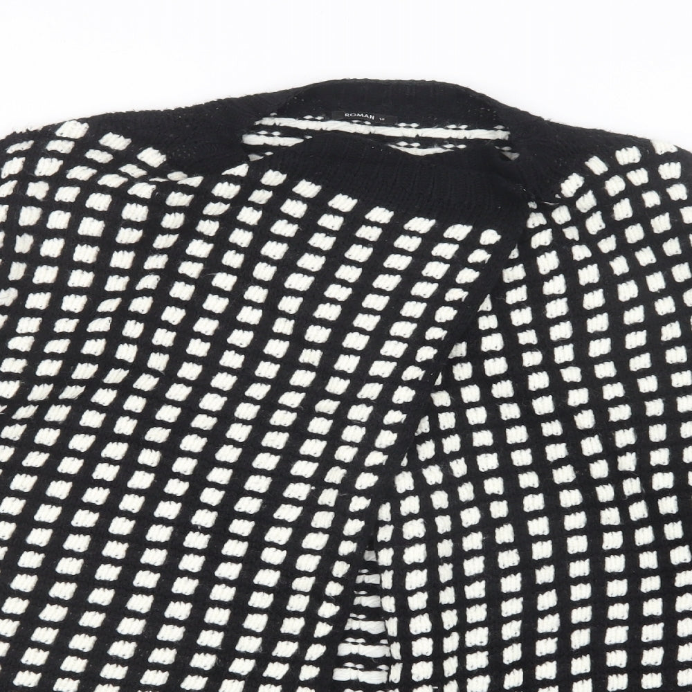 Roman Womens Black  Knit Cardigan Jumper Size 14