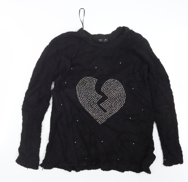 Topshop Womens Black  Knit Pullover Jumper Size 6