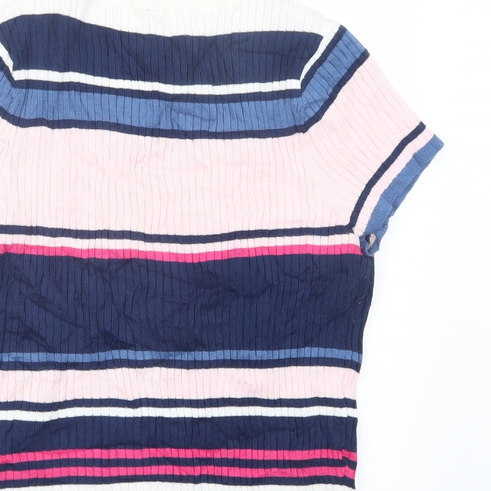 Divided by H&M Womens Pink Striped  Basic T-Shirt Size L