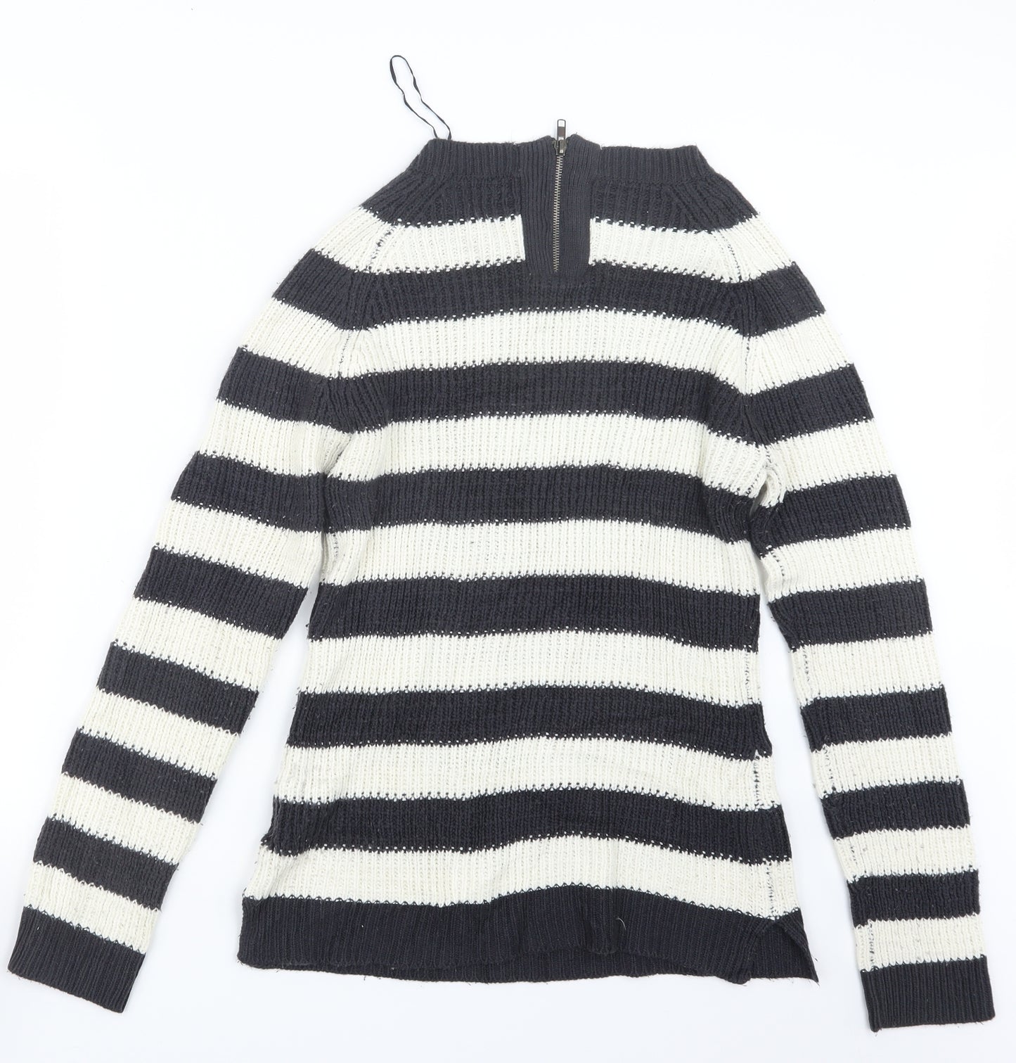 Originals Womens White Striped Knit Pullover Jumper Size M
