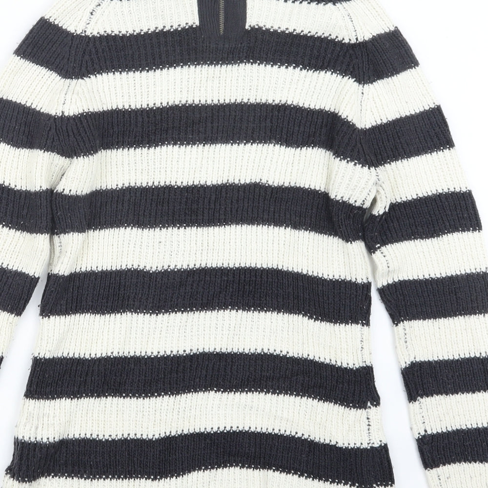Originals Womens White Striped Knit Pullover Jumper Size M