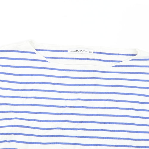Zara Knit Womens Blue Striped Knit Pullover Jumper Size M
