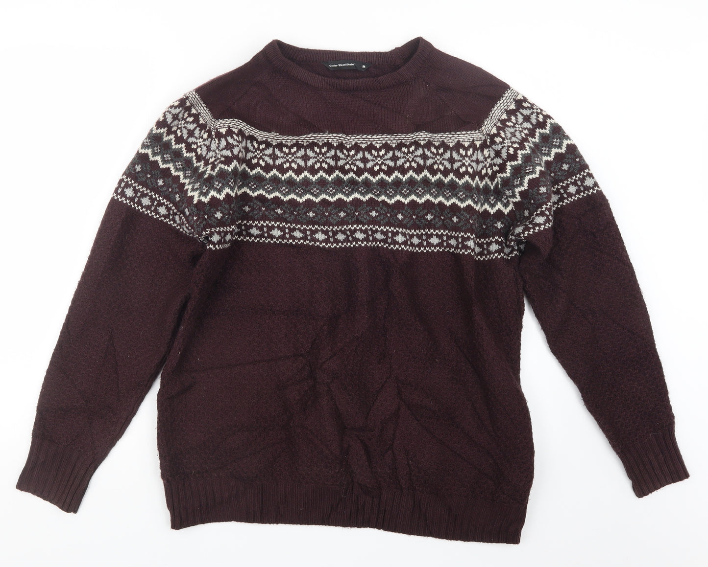 Cedar Wood State Mens Purple  Knit Pullover Jumper Size M