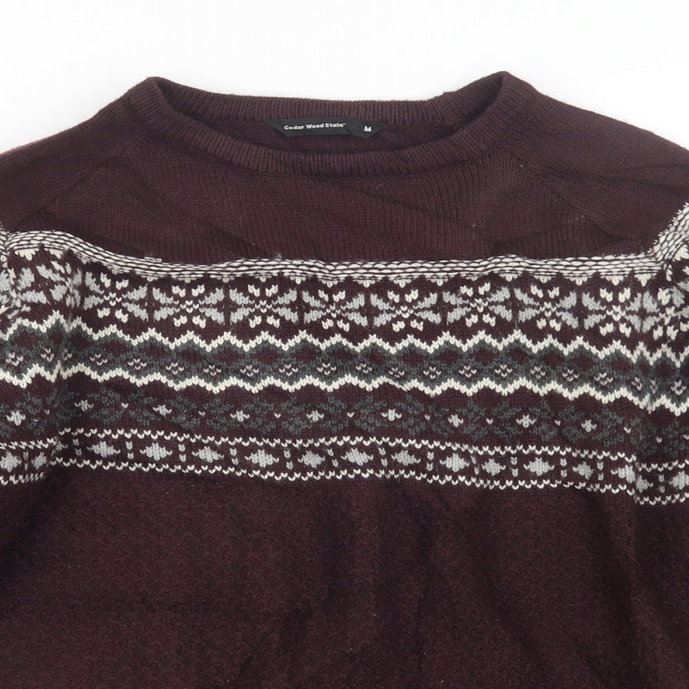 Cedar Wood State Mens Purple  Knit Pullover Jumper Size M