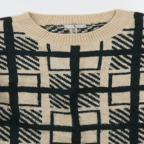 TU Womens Green Check  Pullover Jumper Size 14