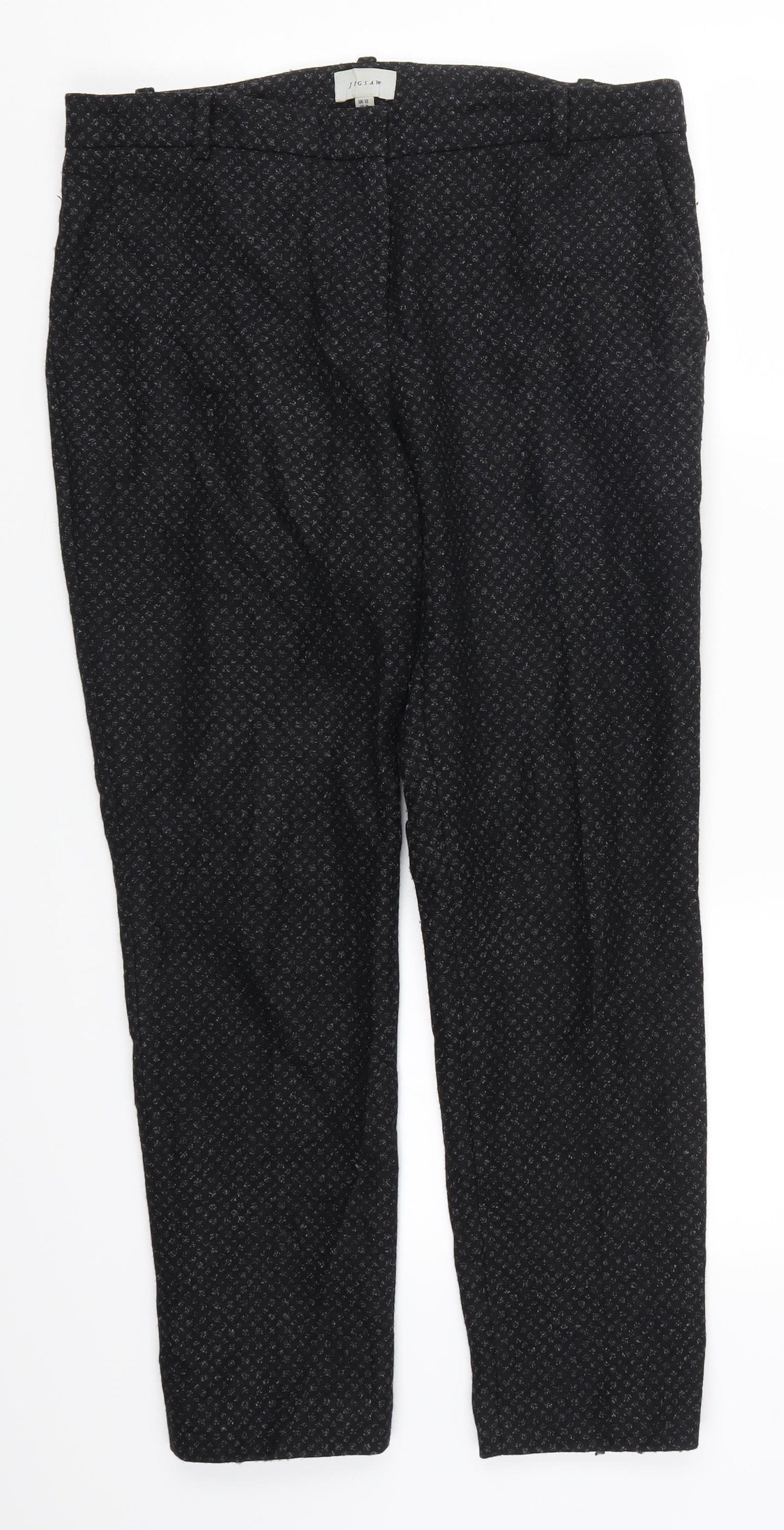 Jogsaw Womens Black Geometric  Trousers  Size 12 L26.5 in