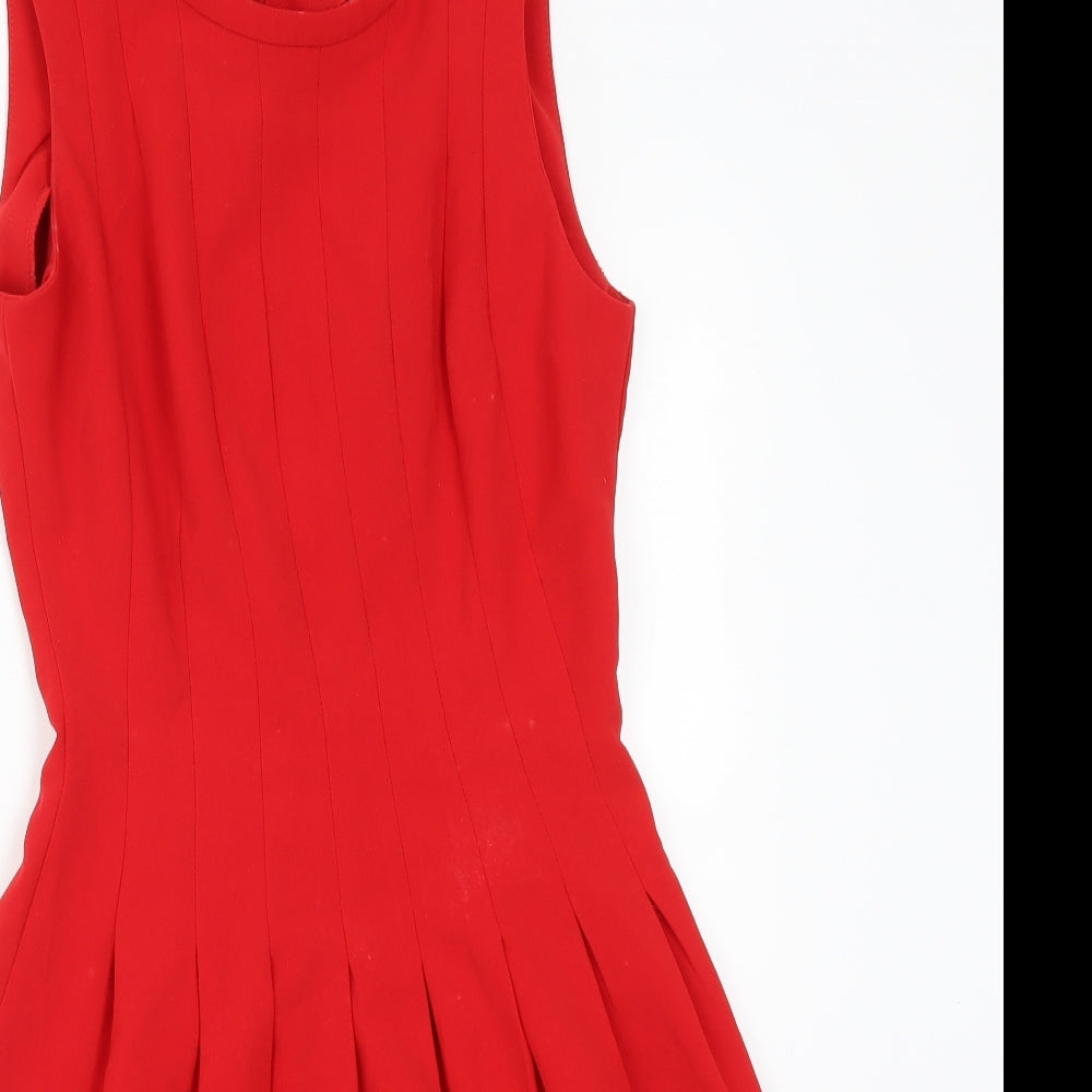 H&M Womens Red   Skater Dress  Size 6