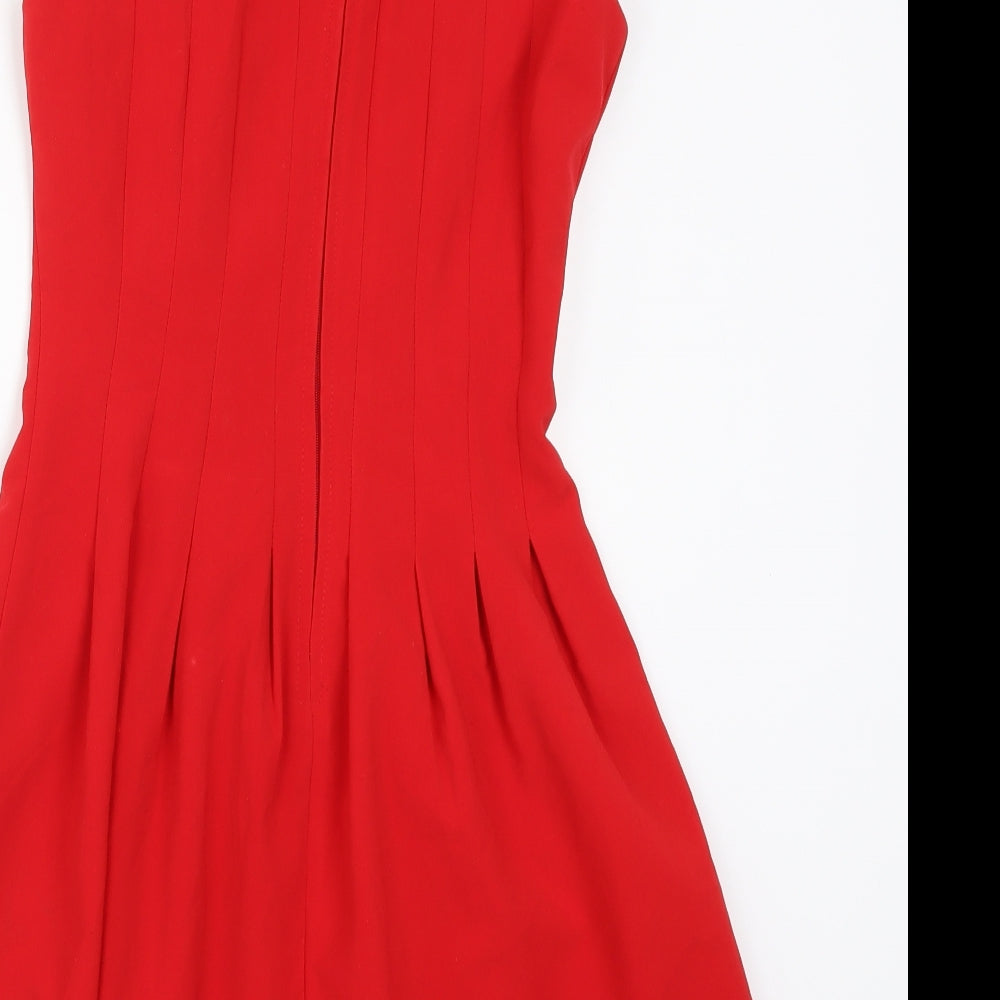 H&M Womens Red   Skater Dress  Size 6