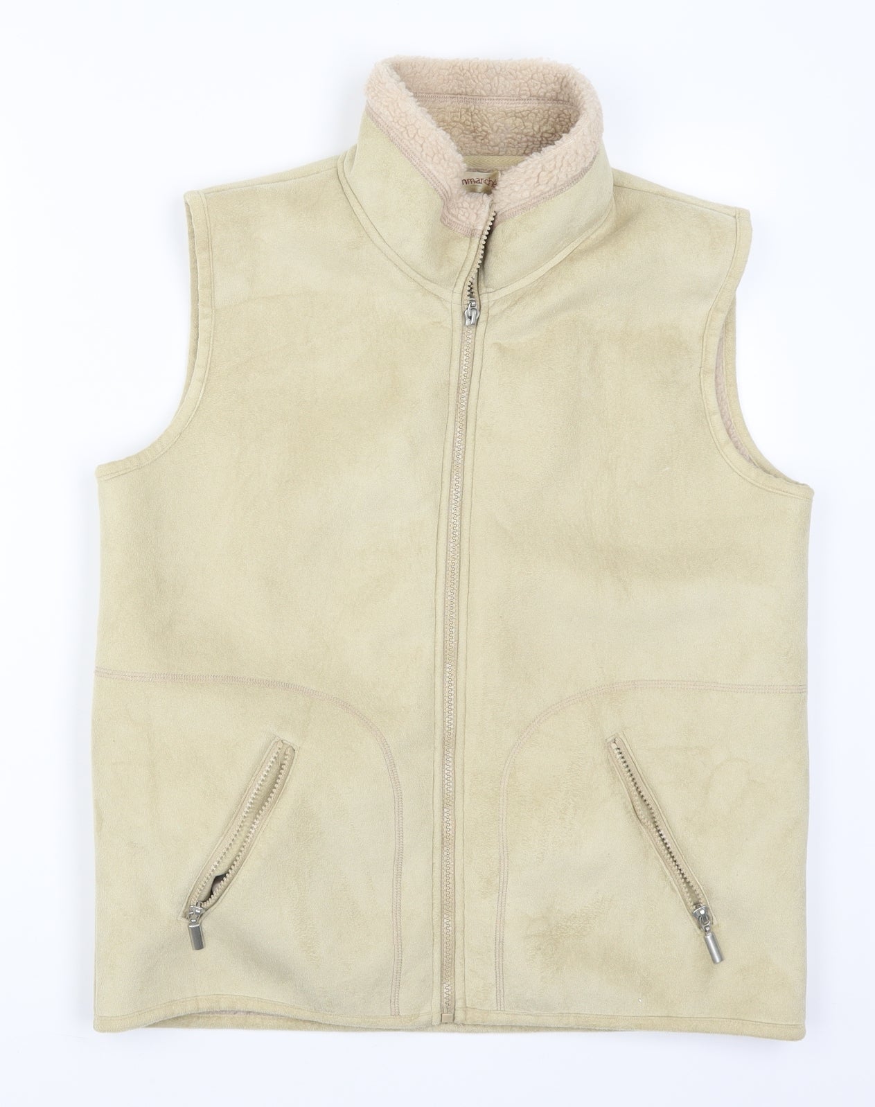 Bonmarché Womens Beige  Fleece Gilet Jacket Size S