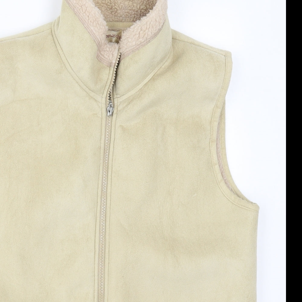 Bonmarché Womens Beige  Fleece Gilet Jacket Size S
