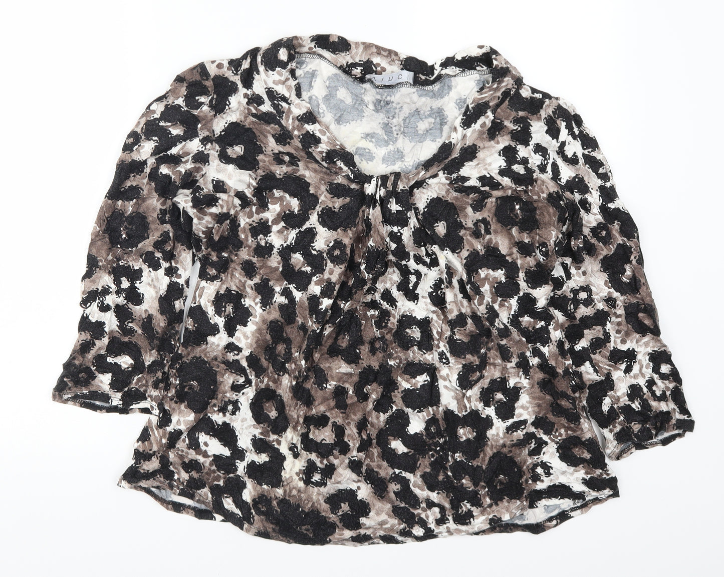 VINCI Womens Brown Animal Print  Basic T-Shirt Size 16