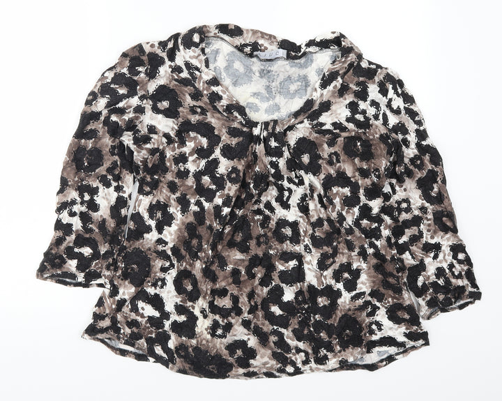 VINCI Womens Brown Animal Print  Basic T-Shirt Size 16