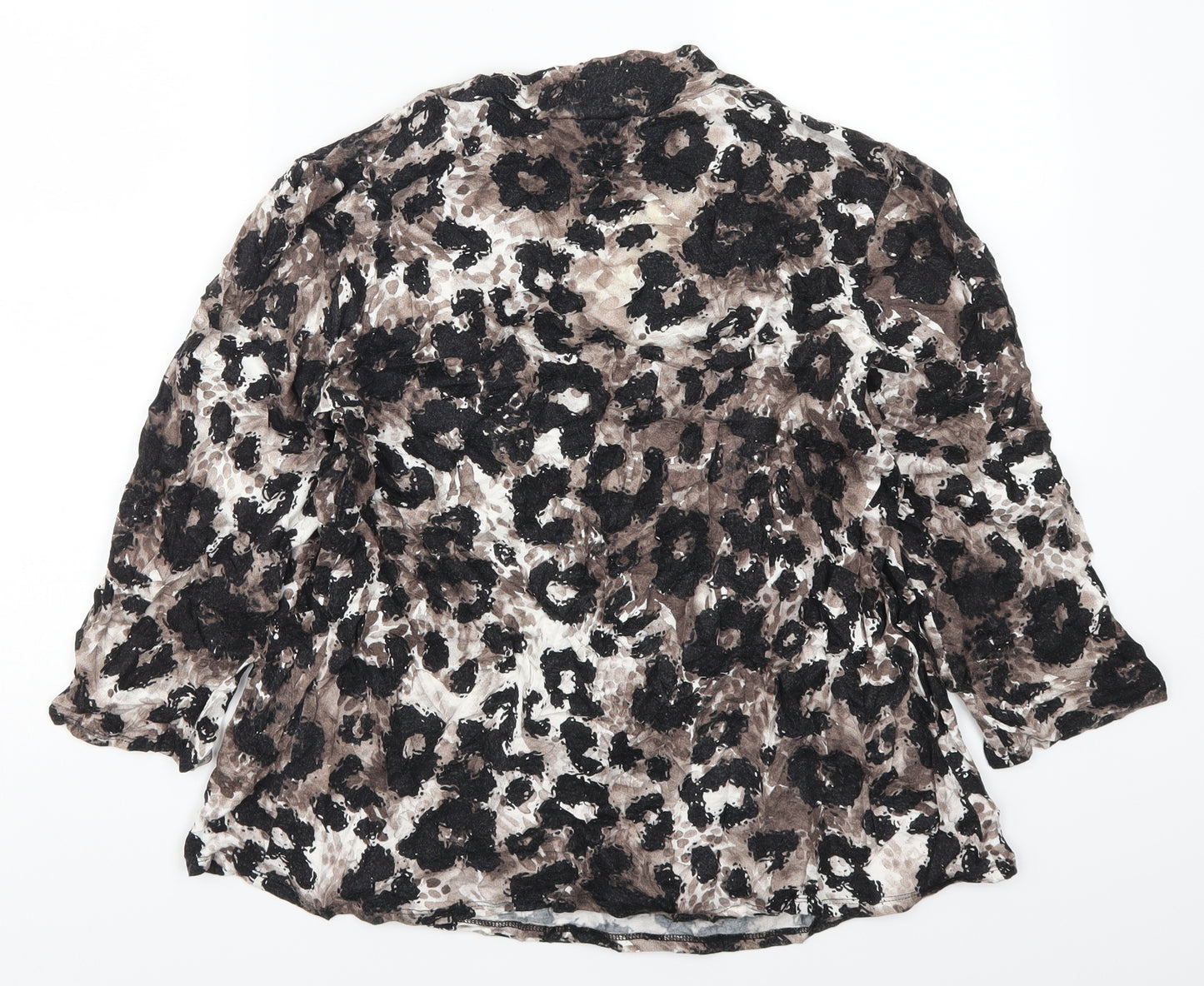 VINCI Womens Brown Animal Print  Basic T-Shirt Size 16