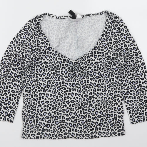 H&M Womens Blue Animal Print  Basic T-Shirt Size M