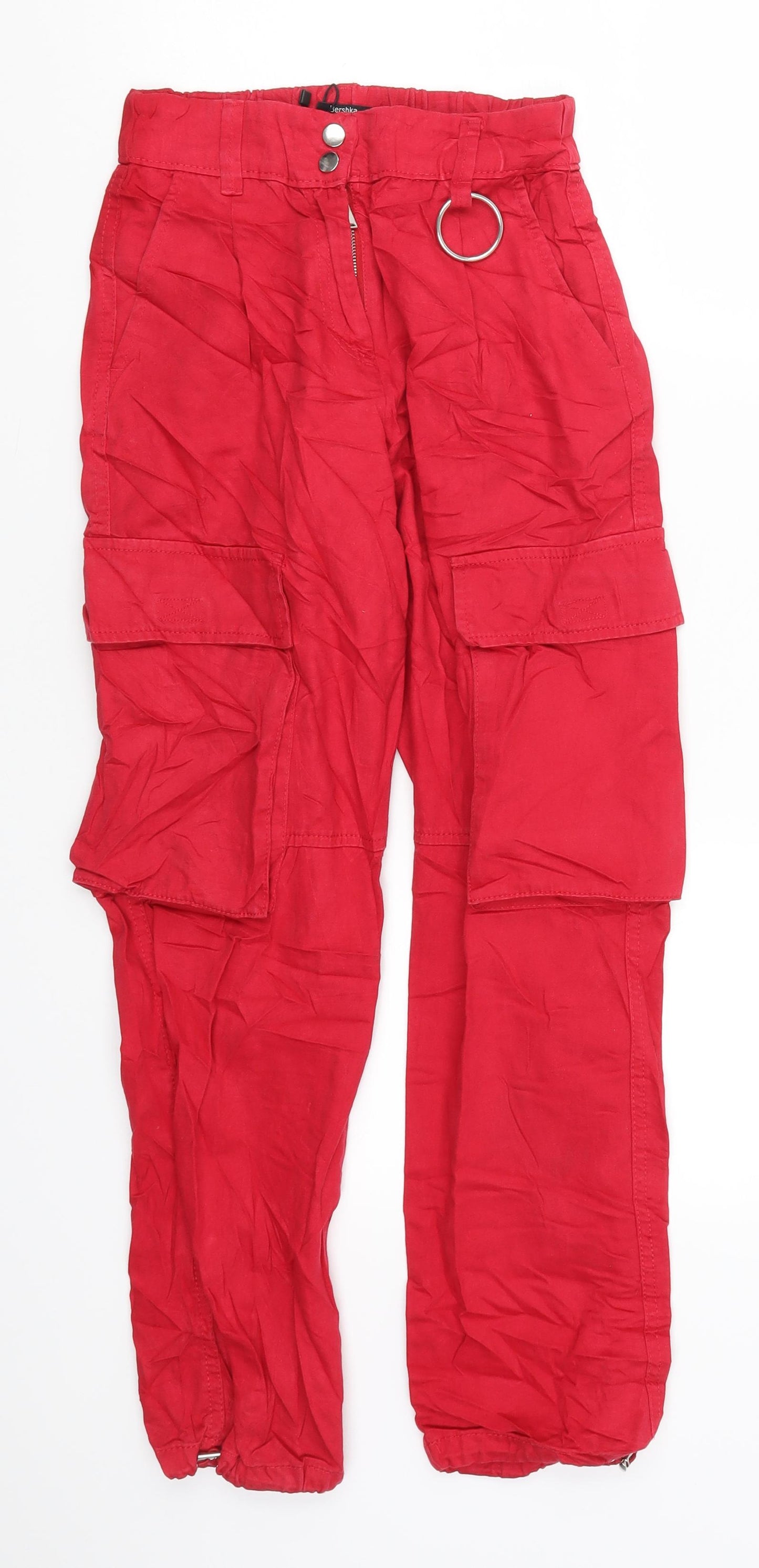 Bershka Womens Red   Cargo Trousers Size 23 in L26 in