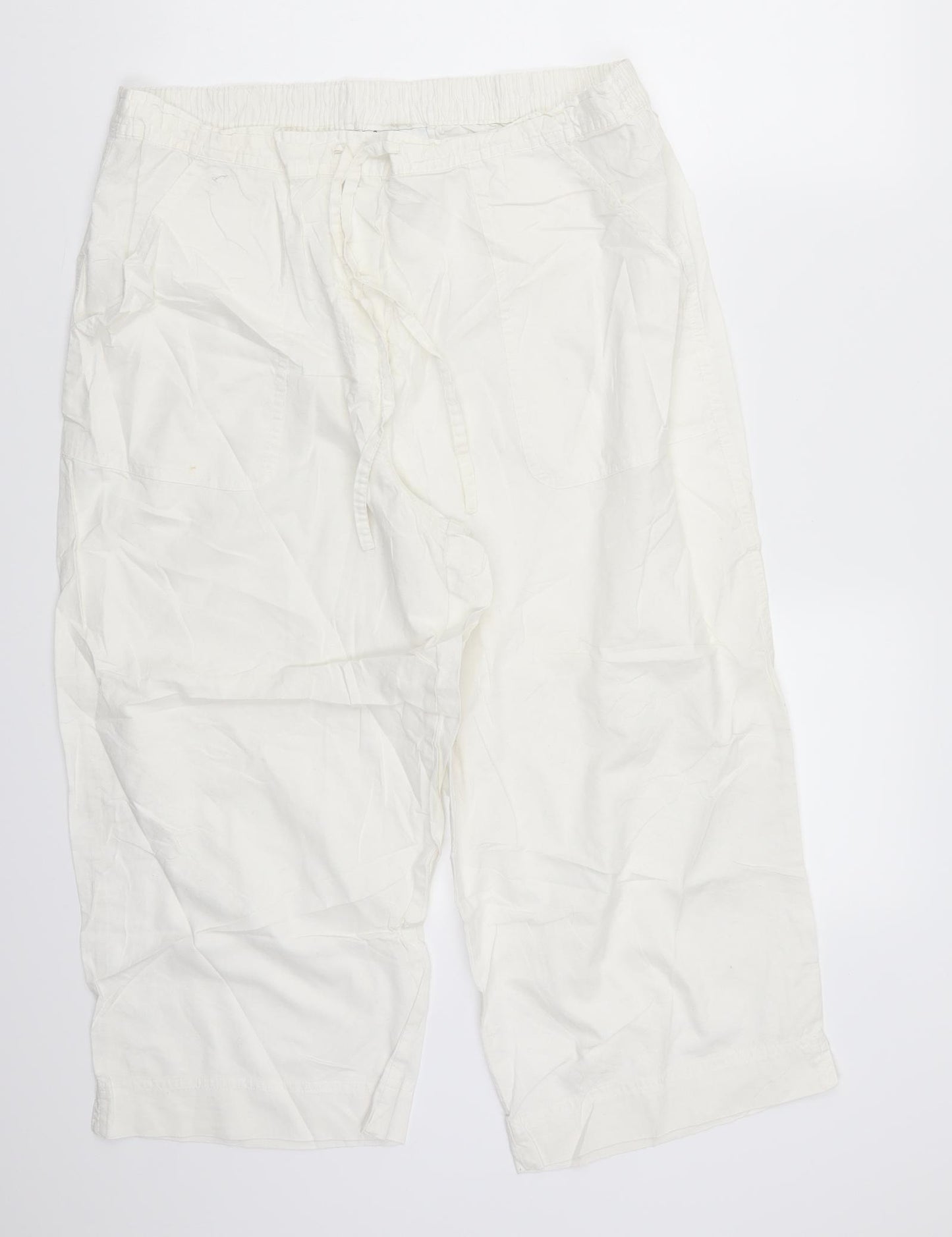 BHS Womens White   Cropped Trousers Size 18 L20 in