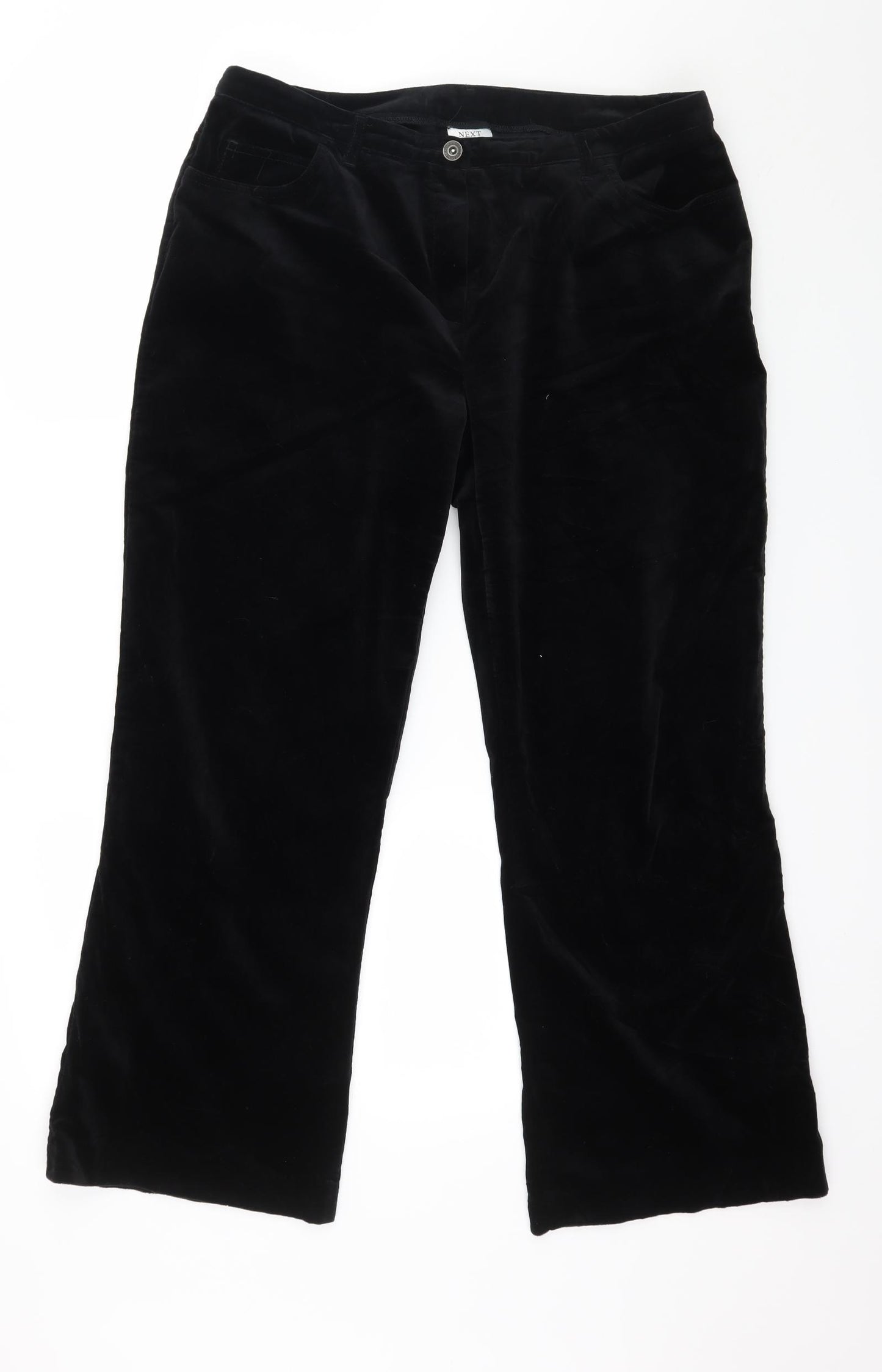NEXT Womens Black  Velvet Trousers  Size 16 L28 in