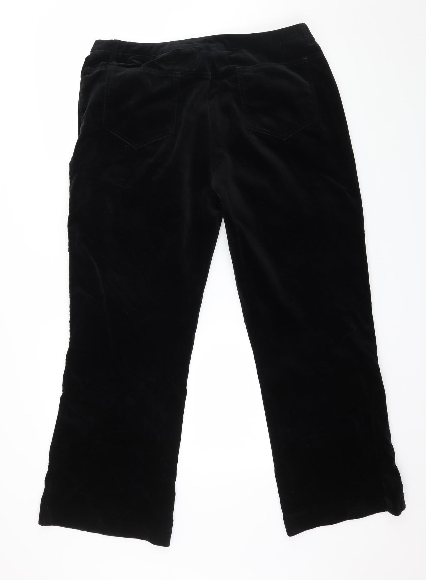 NEXT Womens Black  Velvet Trousers  Size 16 L28 in