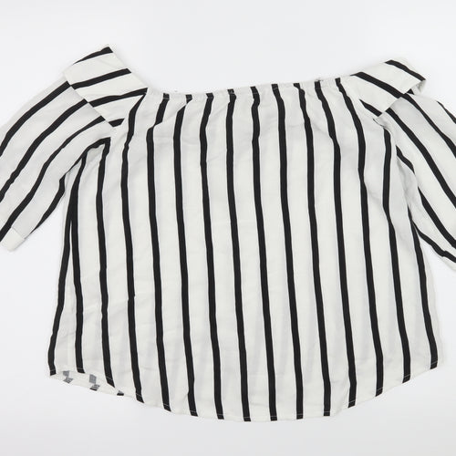 Select Womens White Striped  Basic Blouse Size 14