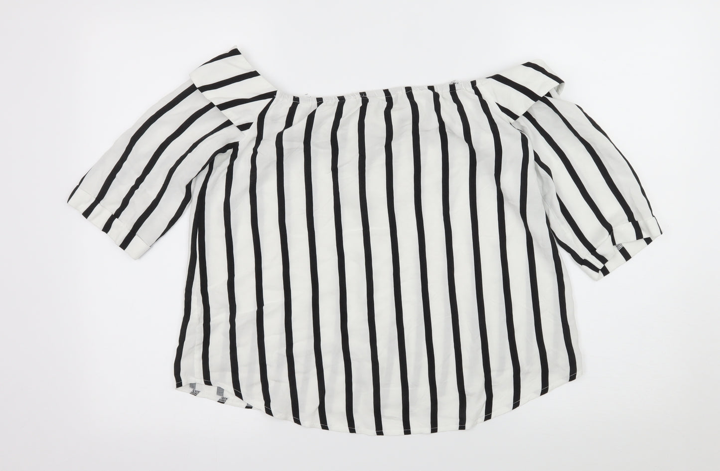 Select Womens White Striped  Basic Blouse Size 14