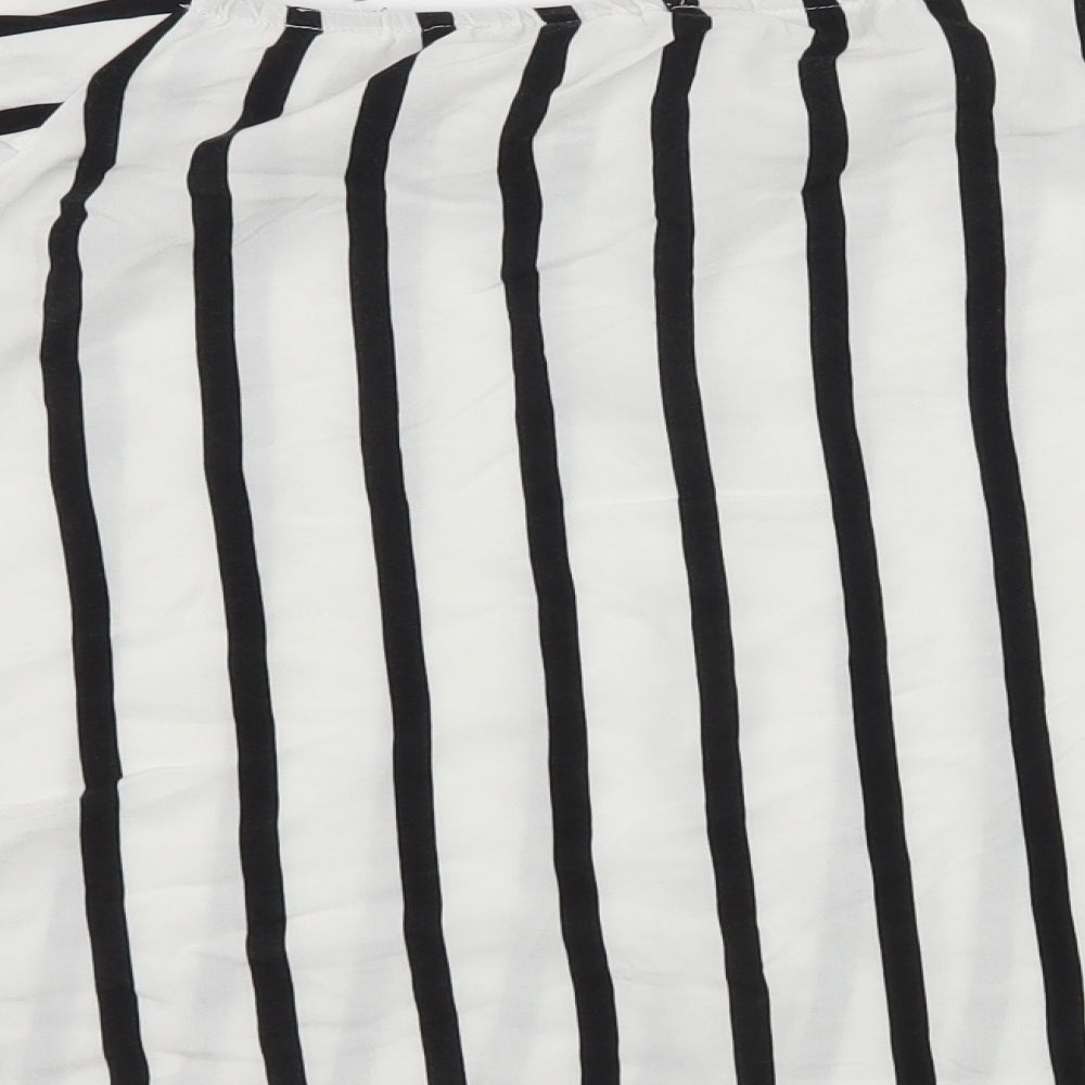 Select Womens White Striped  Basic Blouse Size 14