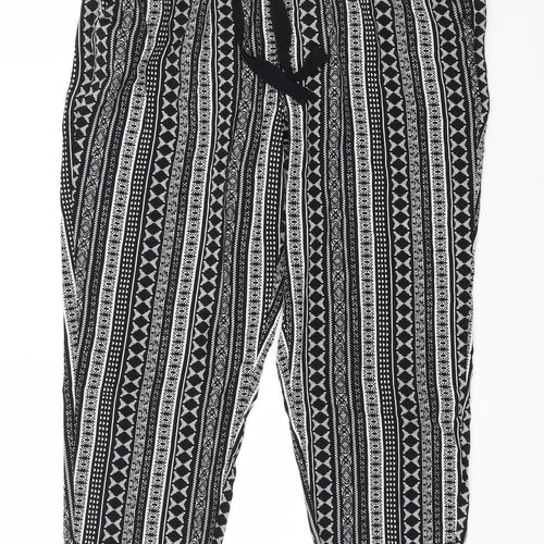 Primark Womens Black Striped  Trousers  Size 16 L27 in