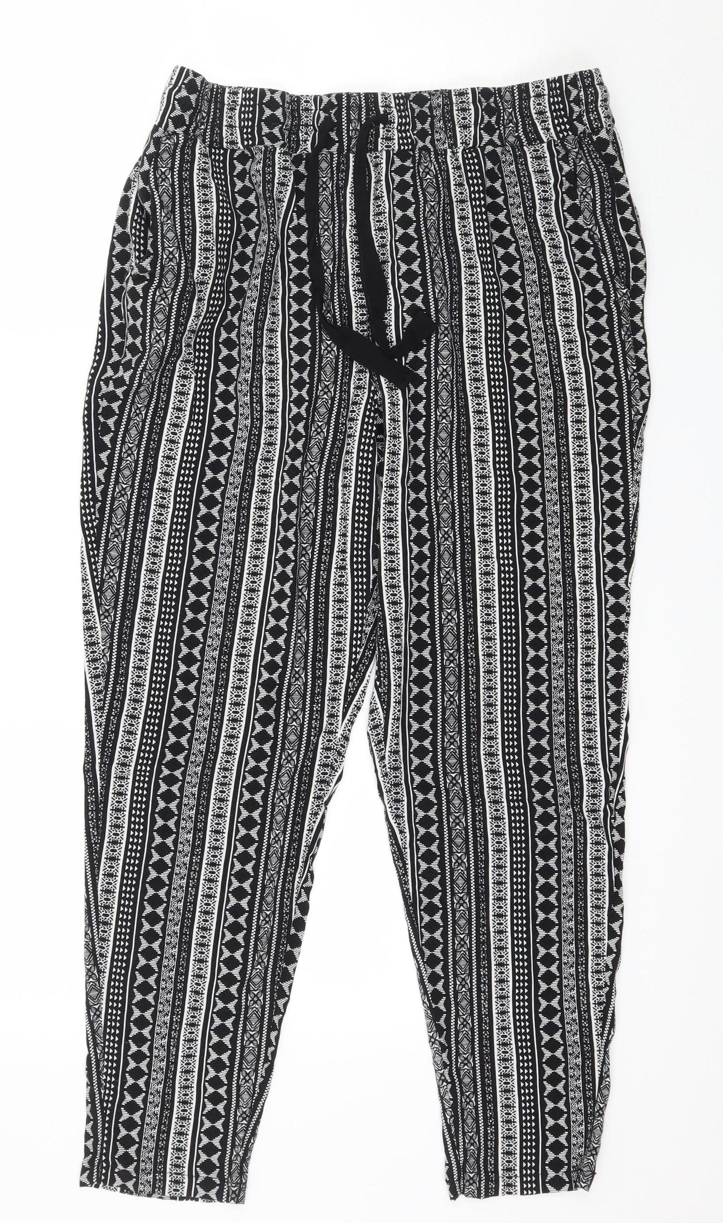 Primark Womens Black Striped  Trousers  Size 16 L27 in