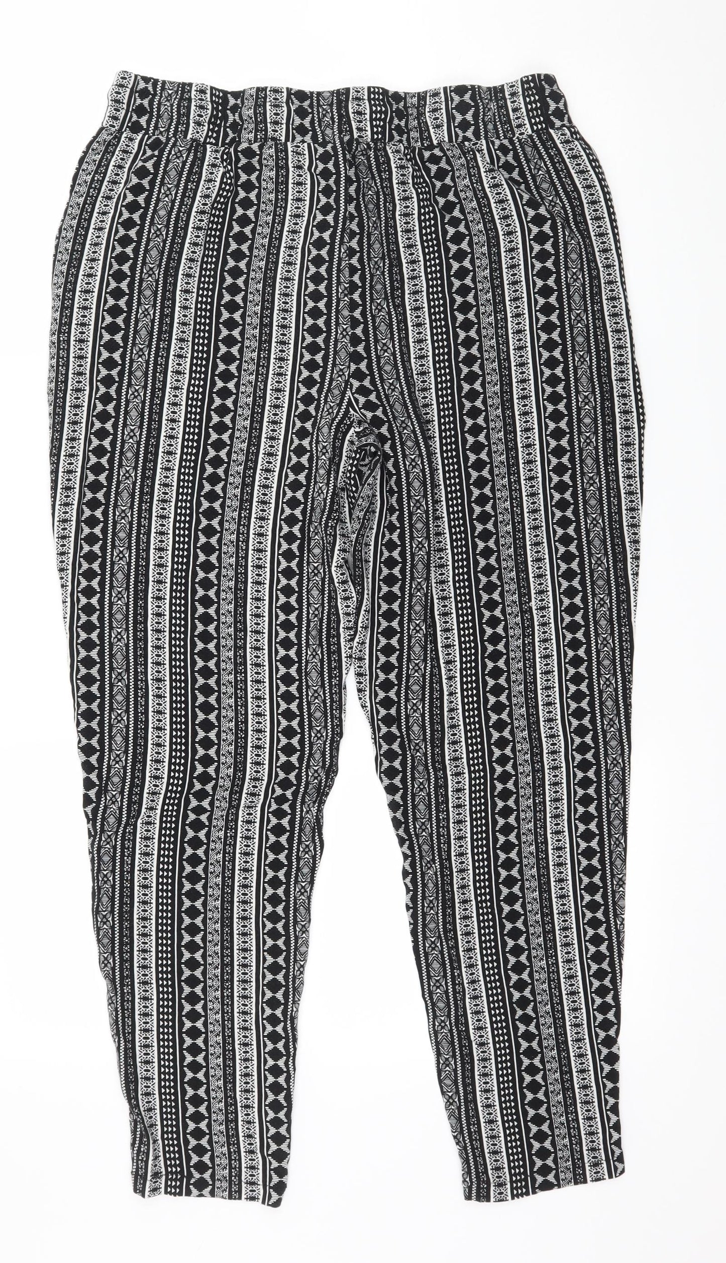 Primark Womens Black Striped  Trousers  Size 16 L27 in